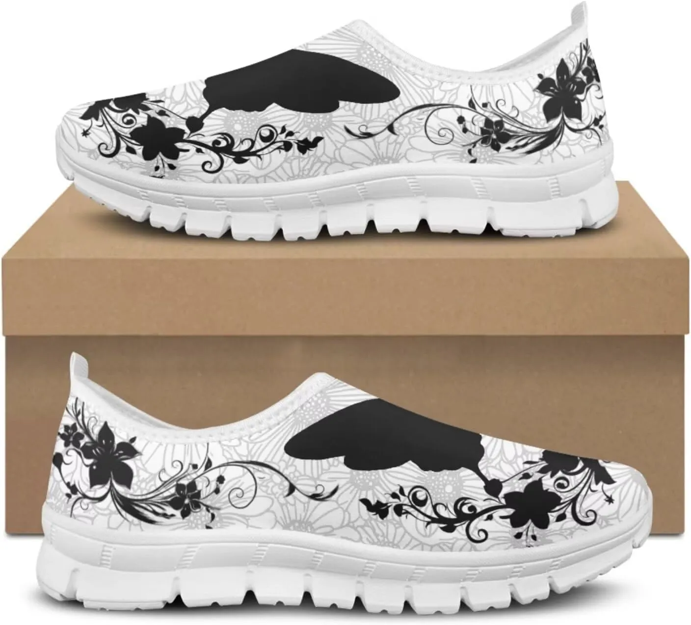 Jeiento Boho Floral Loafers for Women Slip on Shoes Flats Shoes Cozy Work Shoes