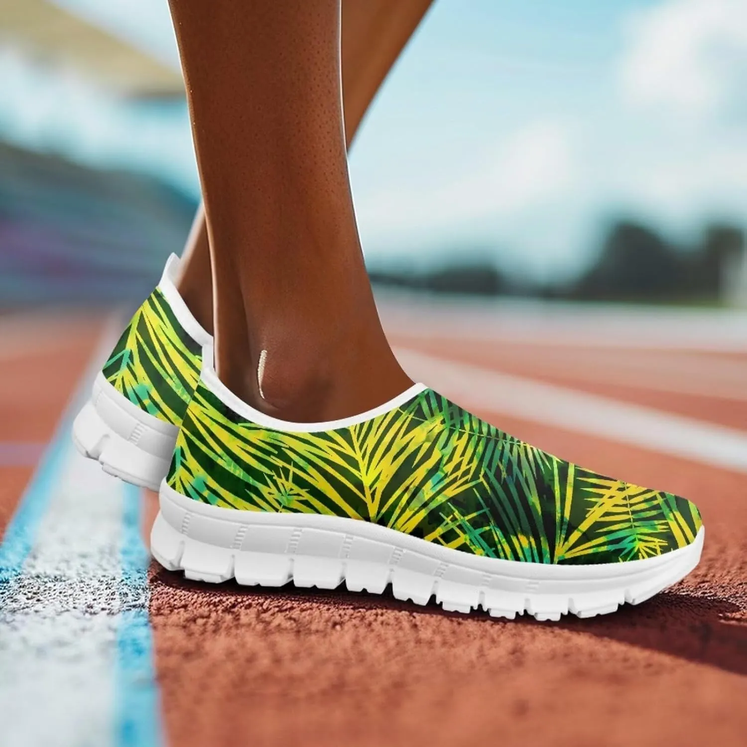 Jeiento Tropical Style Slip-On Loafers for Women Casual Shoes Outdoor Mesh Workout Sneakers