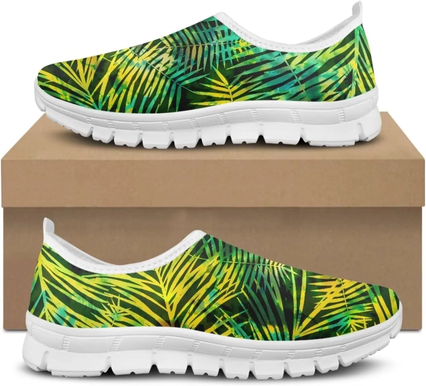Jeiento Tropical Style Slip-On Loafers for Women Casual Shoes Outdoor Mesh Workout Sneakers