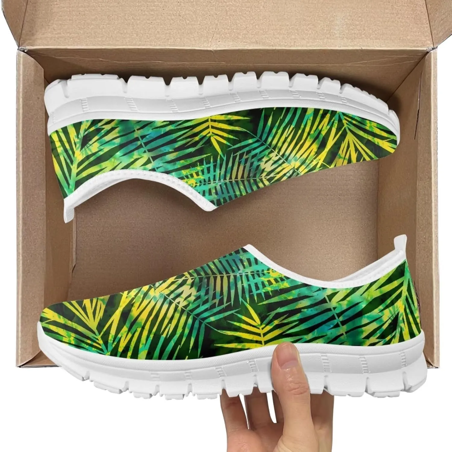 Jeiento Tropical Style Slip-On Loafers for Women Casual Shoes Outdoor Mesh Workout Sneakers