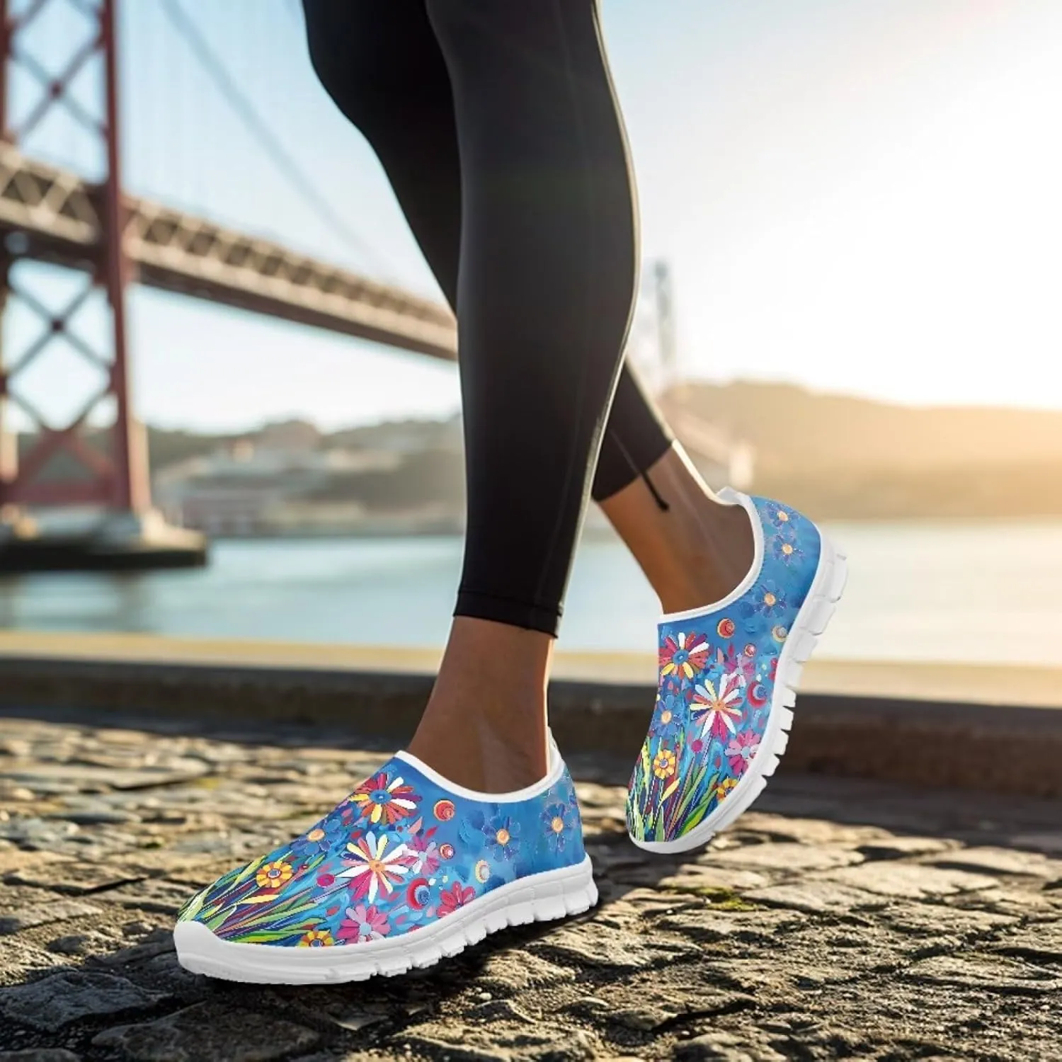 Jeiento Yellow Sunflowers Butterfly Loafers for Women Slip on Casual Walking Shoes