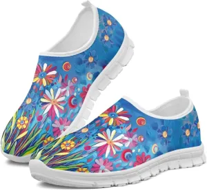 Jeiento Yellow Sunflowers Butterfly Loafers for Women Slip on Casual Walking Shoes