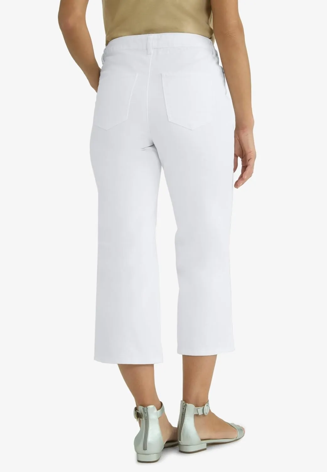 Jessica London Women's Plus Size Classic Cotton Denim Wide Leg Crop Jean