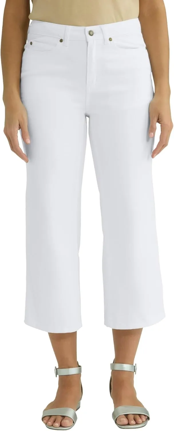 Jessica London Women's Plus Size Classic Cotton Denim Wide Leg Crop Jean