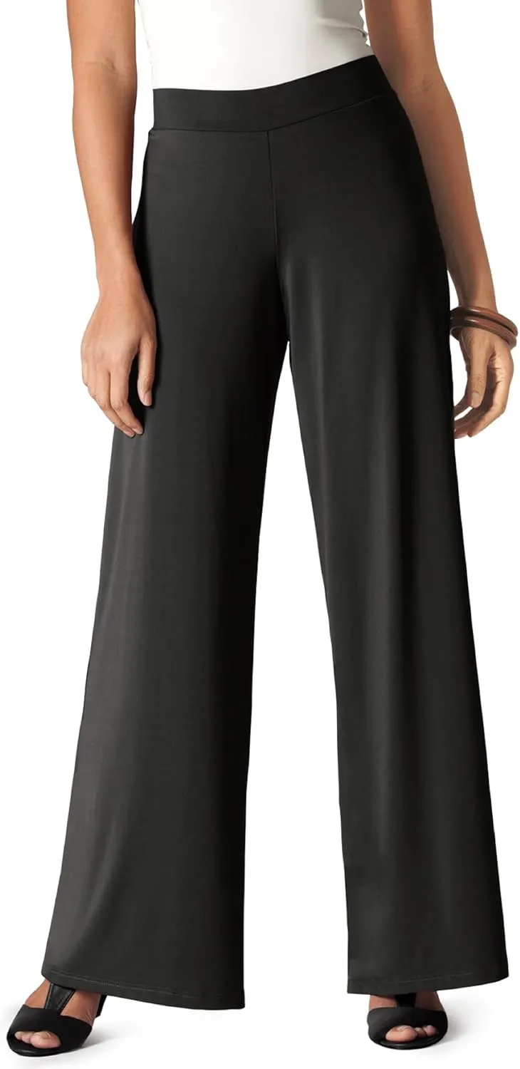 Jessica London Women's Plus Size Knit Palazzo Pant Wide Leg Stretch Dress Pants