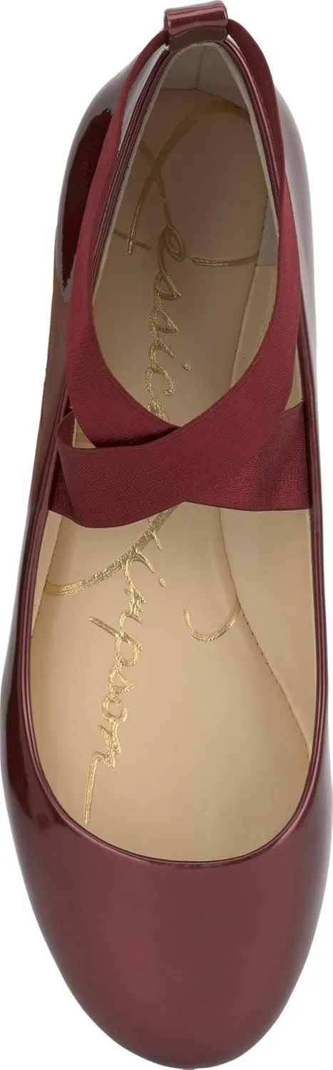 Jessica Simpson Mandayss Women's Pull-On Criss-Cross Ankle Ballet Flats Shoes