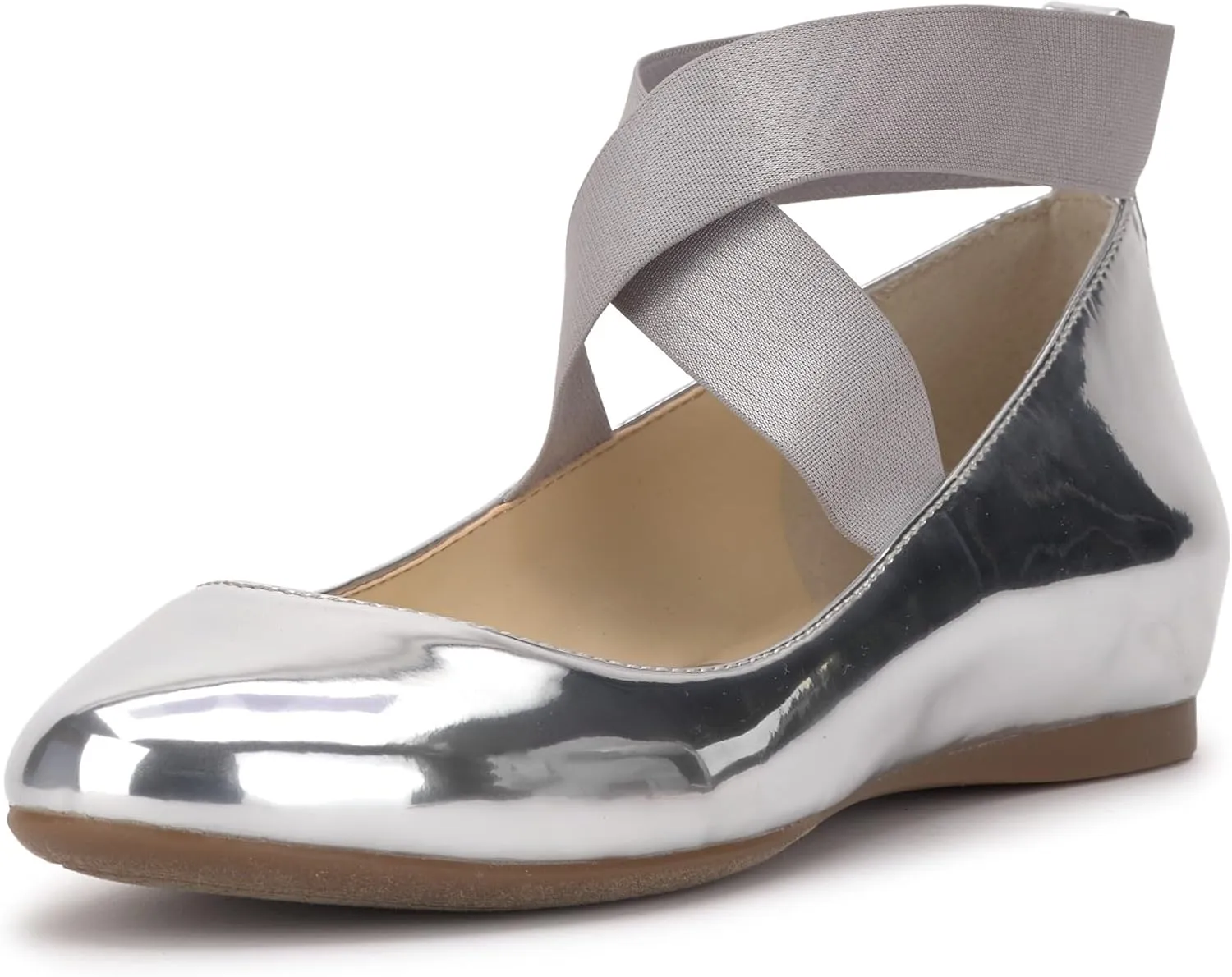 Jessica Simpson Mandayss Women's Pull-On Criss-Cross Ankle Ballet Flats Shoes