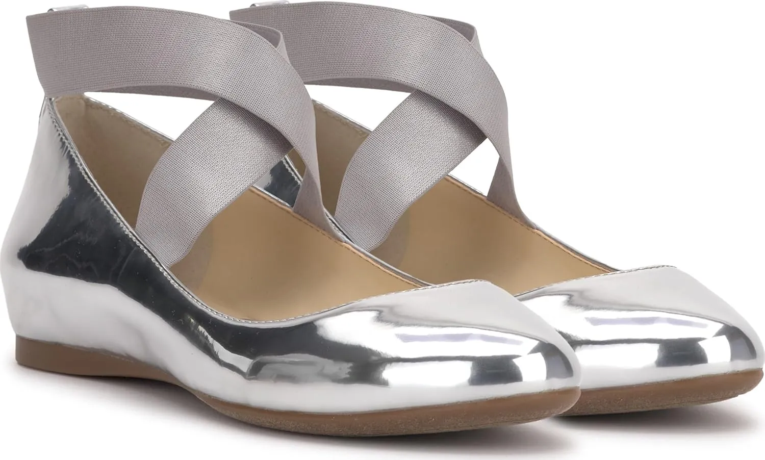 Jessica Simpson Mandayss Women's Pull-On Criss-Cross Ankle Ballet Flats Shoes