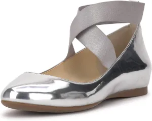 Jessica Simpson Mandayss Women's Pull-On Criss-Cross Ankle Ballet Flats Shoes