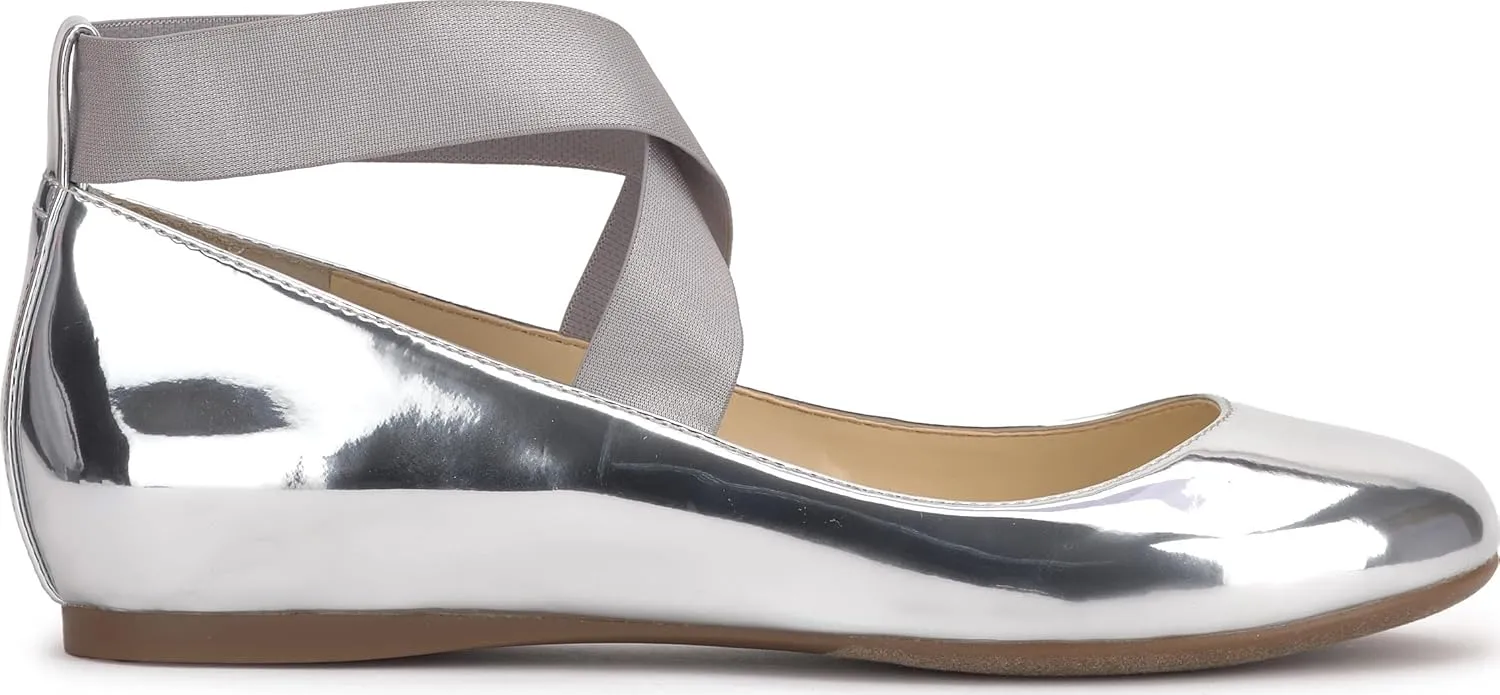 Jessica Simpson Mandayss Women's Pull-On Criss-Cross Ankle Ballet Flats Shoes
