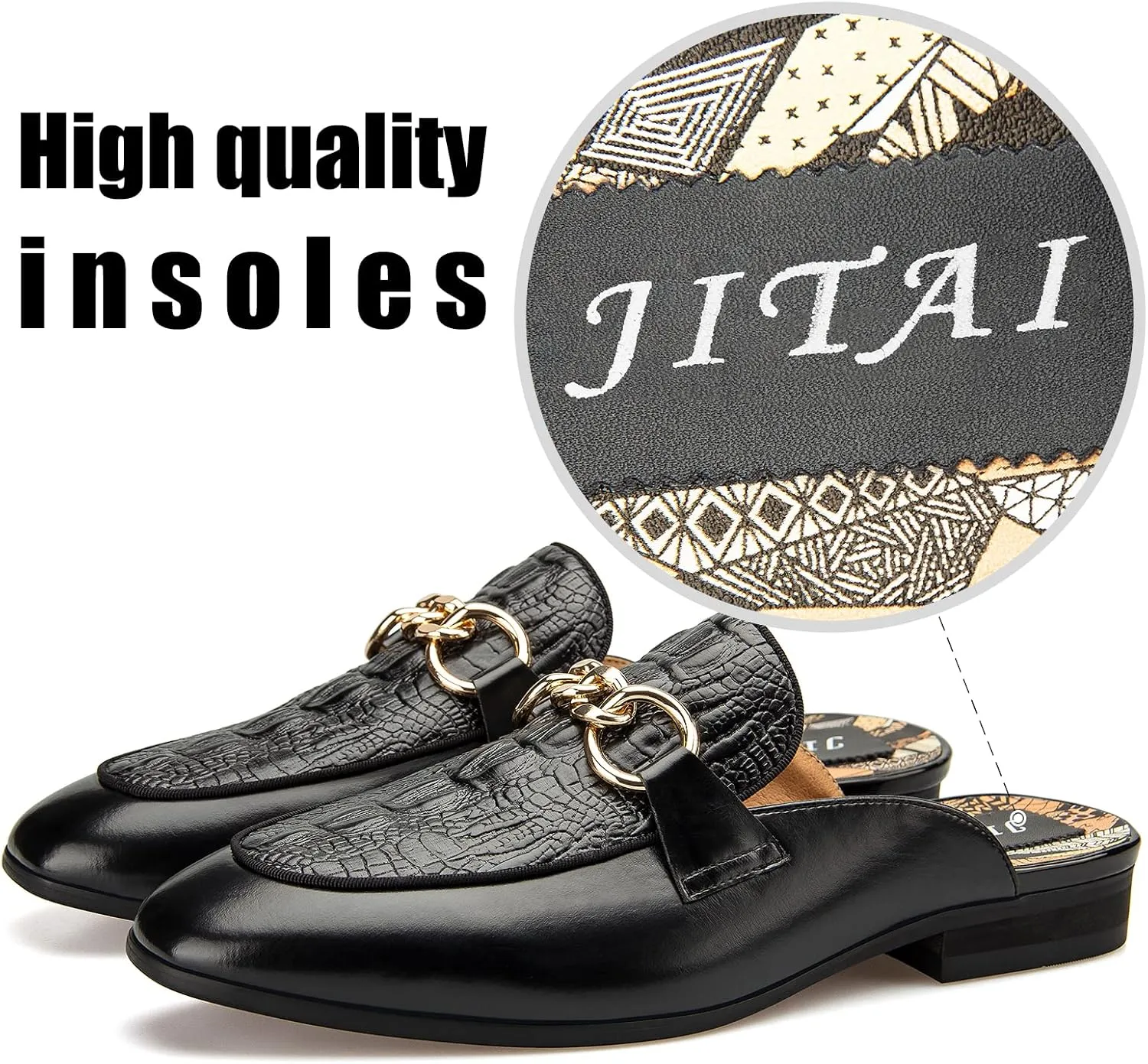 JITAI Men's Mules - Slip-On Loafers, Casual Half Loafers, Backless Sandals