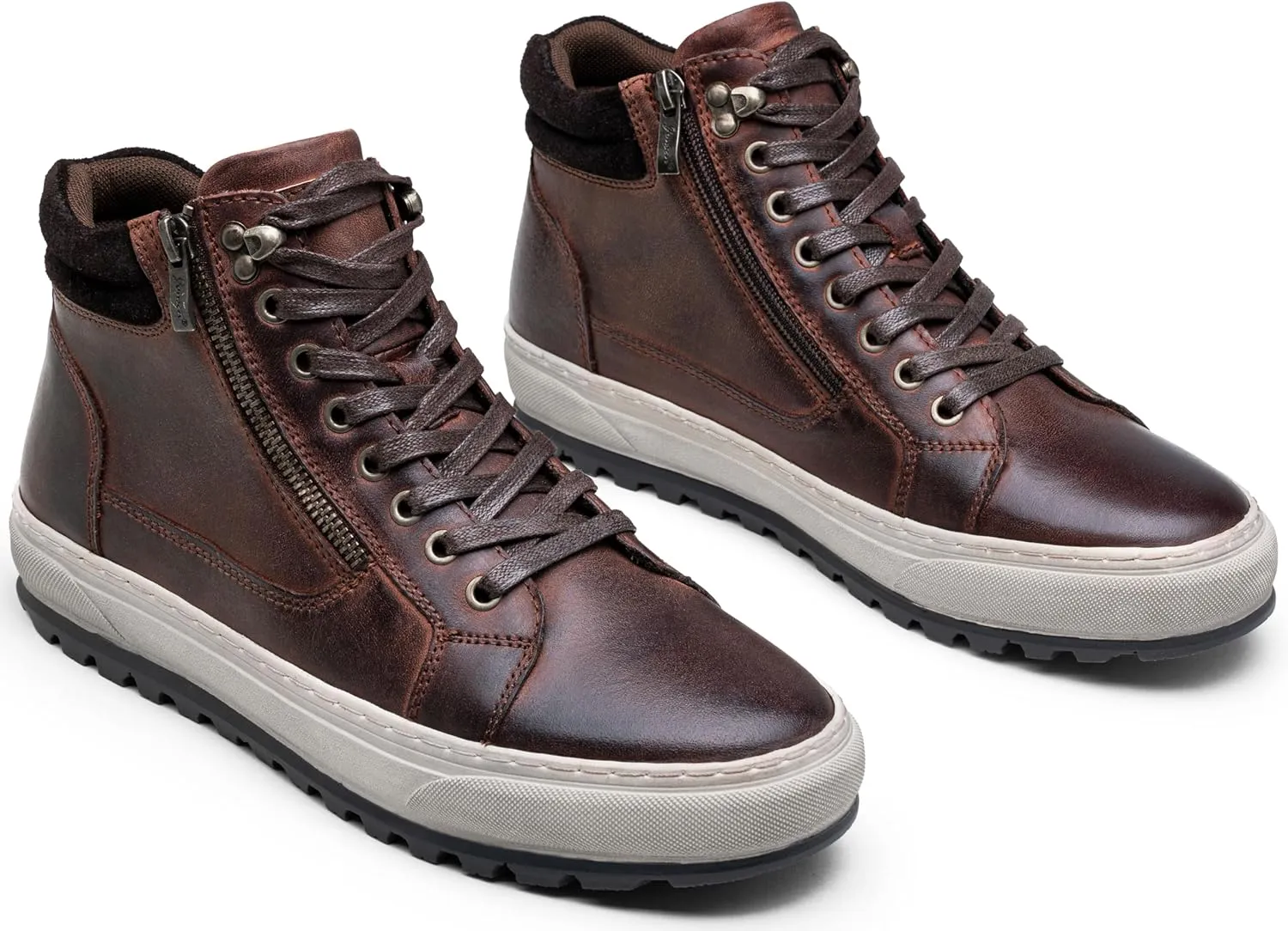 Jousen Mens Casual Shoes Leather High Top Fashion Sneakers for Men