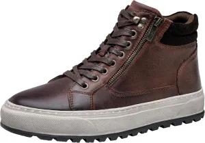 Jousen Mens Casual Shoes Leather High Top Fashion Sneakers for Men
