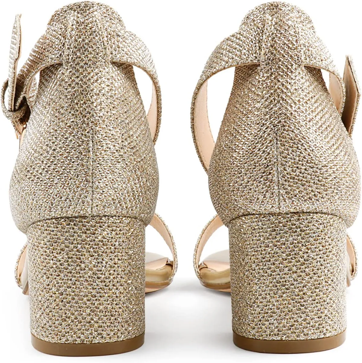 JOY IN LOVE Women's Chunky Low Heels Ankle Strap Open Toe Block Heel Sandals