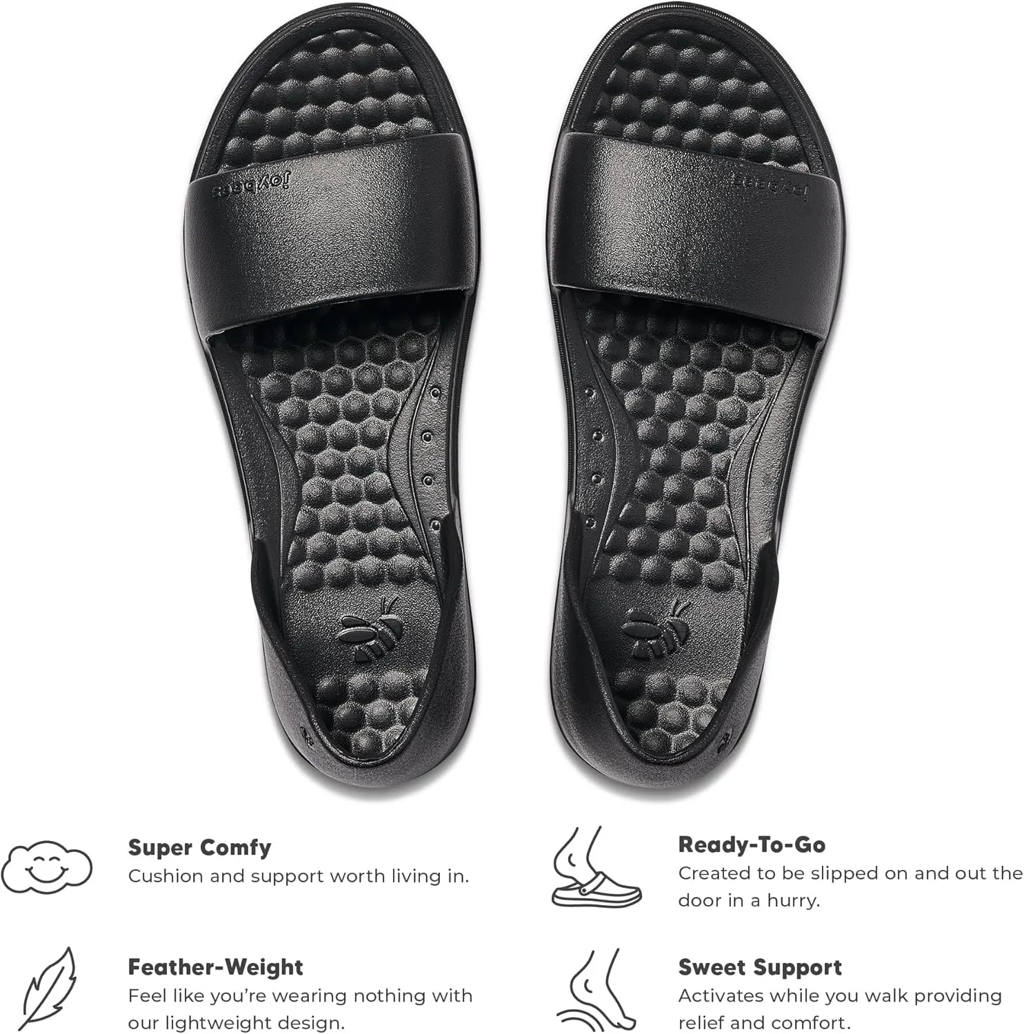 Joybees Women's Friday Flat - Ballet Flats for Women, Cute & Casual Dress Shoes, Comfortable Rubber Foam Sandals for Work, Walking, Waterproof, Non Slip