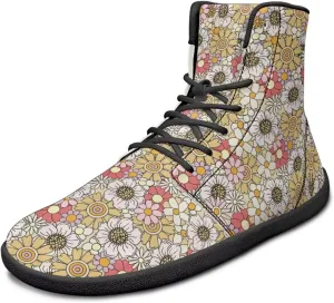 JoyLamoria Unisex High Top Sneakers Mandala Style Leather Shoes Lace-up Comfortable Casual Fashion Sneakers