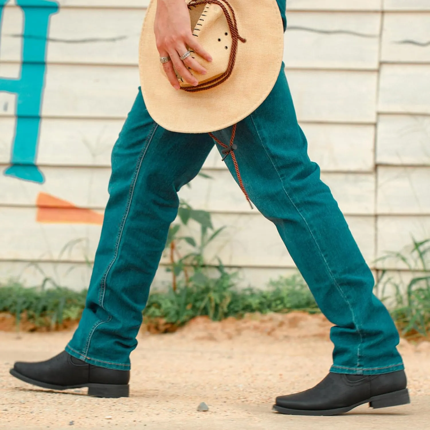 J's.o.l.e Men's Western Cowboy Boots Square Toe Ankle Boot for Men Chelsea Dress Casual Boots