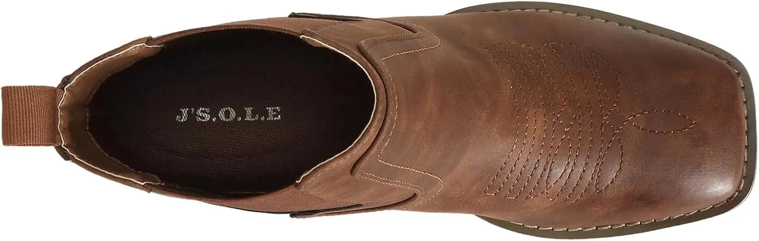 J's.o.l.e Men's Western Cowboy Boots Square Toe Chelsea Boot Dress Shoes Ankle Casual Boots for Men