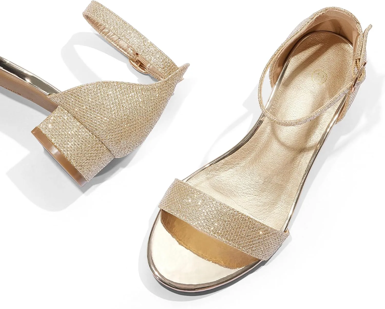 K KomForme Girls Sandals Low Heels Dress Pump Ankle Strap Open Toe Wedding Party Shoes(Toddler/Little Kids/Big Kids)