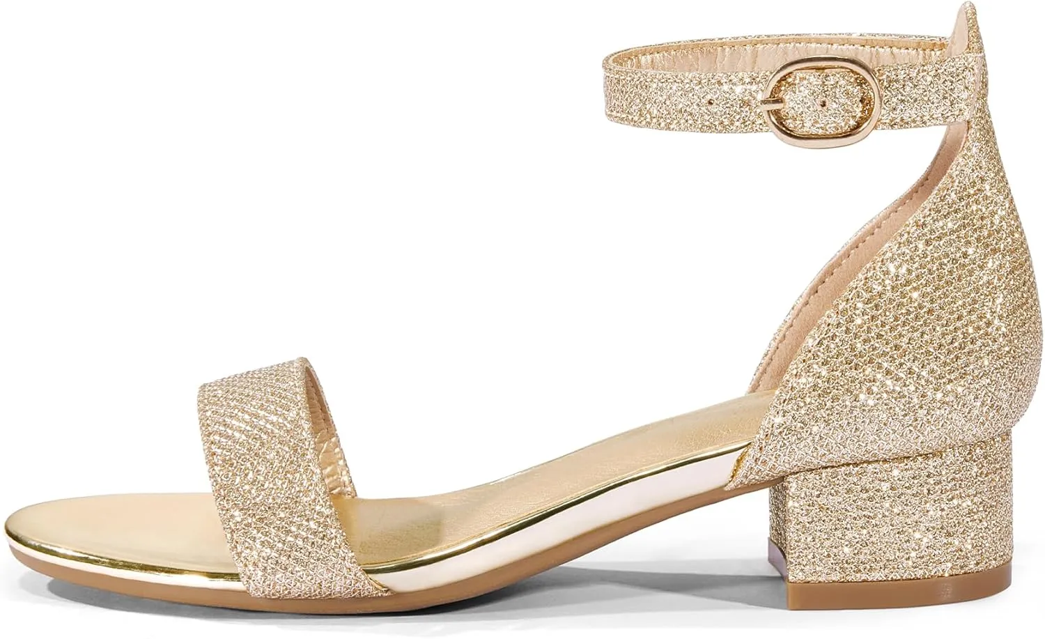 K KomForme Girls Sandals Low Heels Dress Pump Ankle Strap Open Toe Wedding Party Shoes(Toddler/Little Kids/Big Kids)