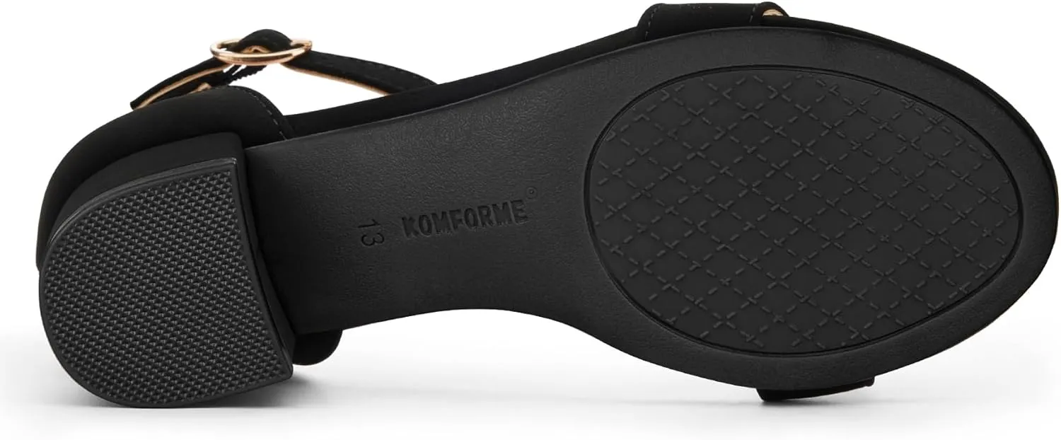 K KomForme Girls Sandals Low Heels Dress Pump Ankle Strap Open Toe Wedding Party Shoes(Toddler/Little Kids/Big Kids)