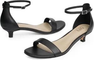 Kitten Heels for Women Heeled Sandals Round Toe Strappy Low Heels Dress Shoes