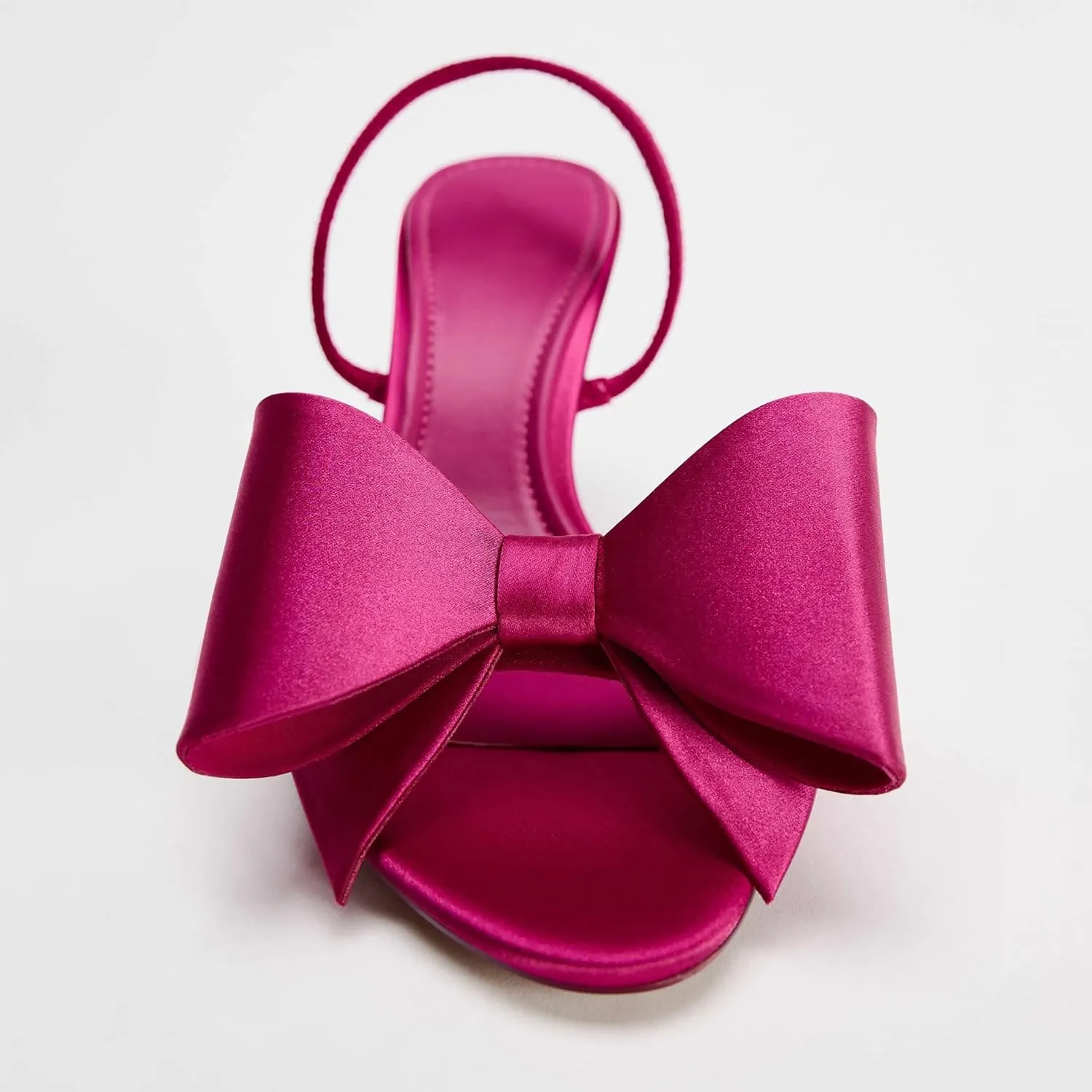 Kluolandi Satin Bow Heels for Women High Heel Sandals Open Toe Slingback Heels with Bow
