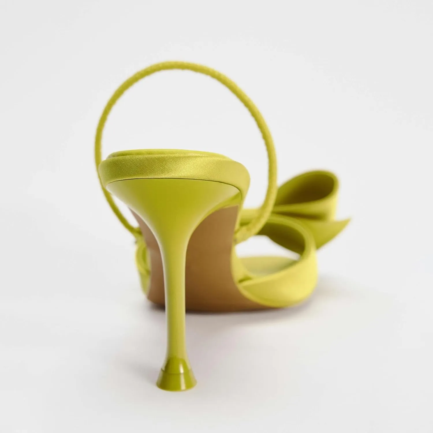 Kluolandi Satin Bow Heels for Women High Heel Sandals Open Toe Slingback Heels with Bow