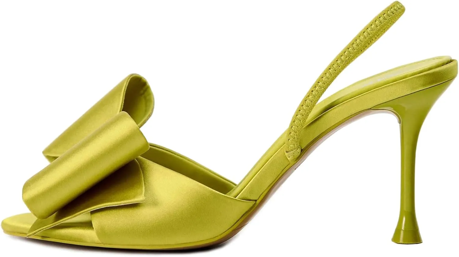 Kluolandi Satin Bow Heels for Women High Heel Sandals Open Toe Slingback Heels with Bow