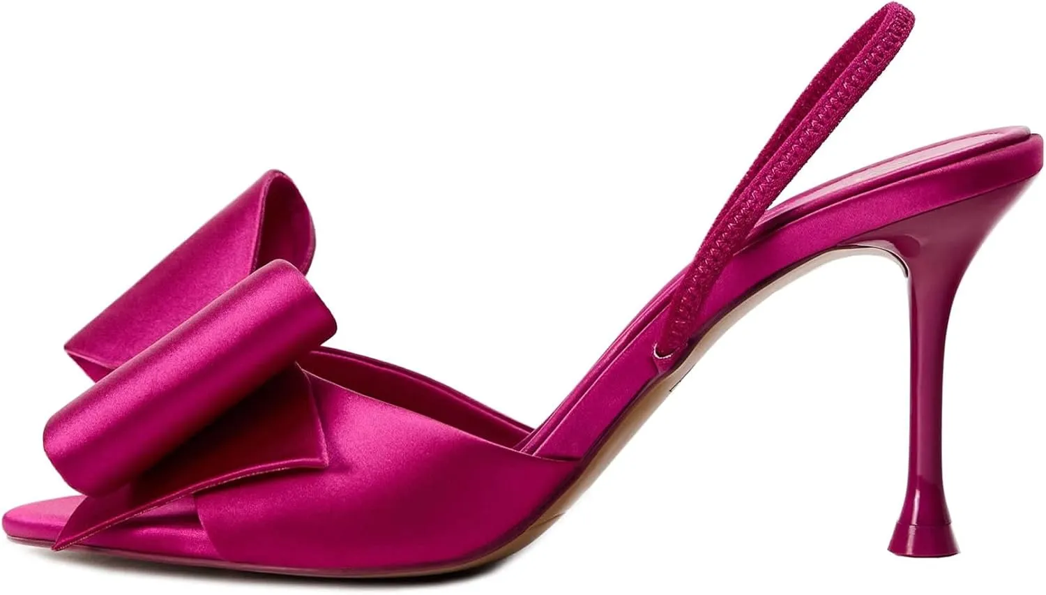 Kluolandi Satin Bow Heels for Women High Heel Sandals Open Toe Slingback Heels with Bow