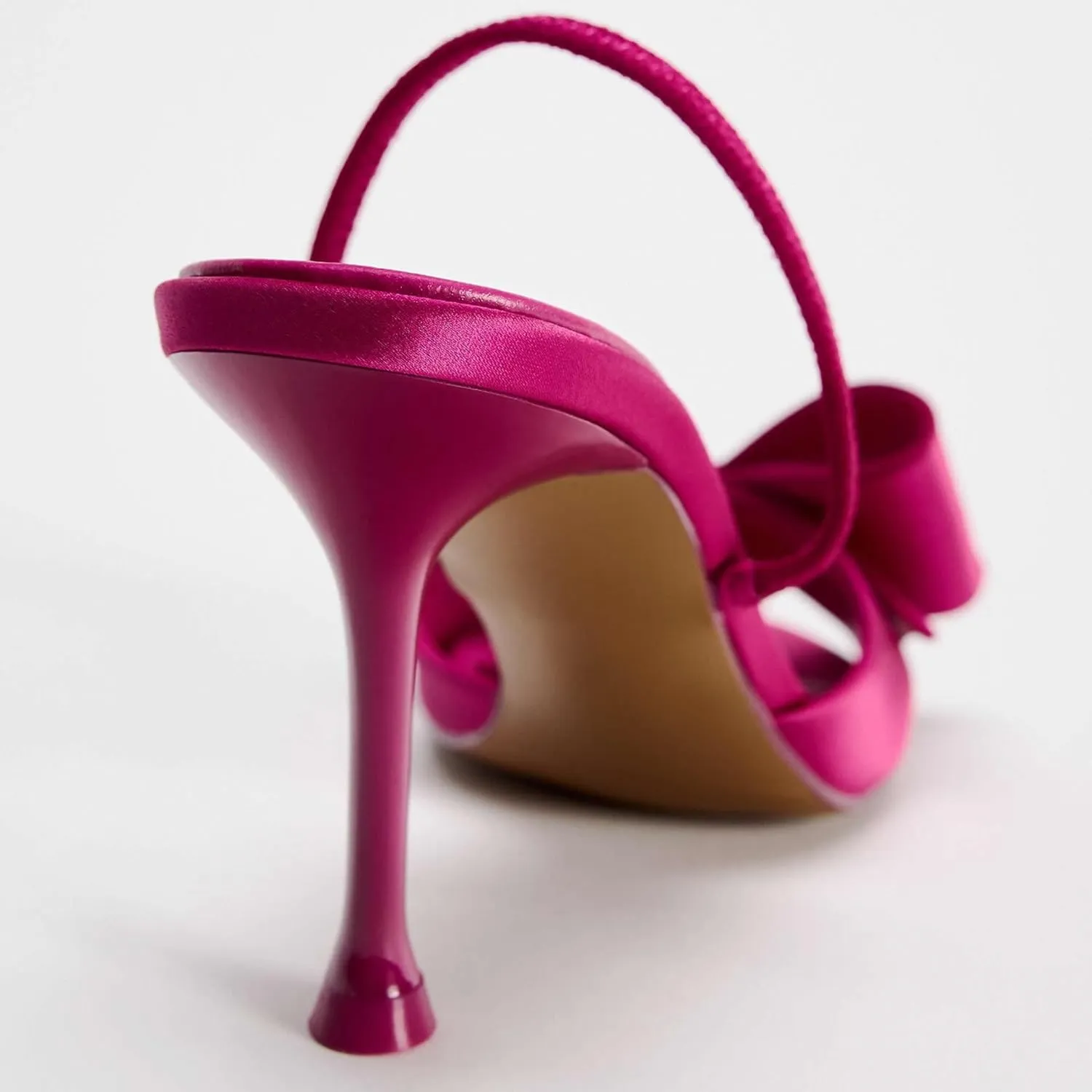 Kluolandi Satin Bow Heels for Women High Heel Sandals Open Toe Slingback Heels with Bow