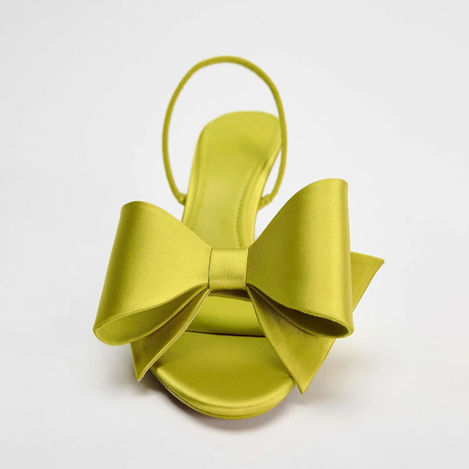 Kluolandi Satin Bow Heels for Women High Heel Sandals Open Toe Slingback Heels with Bow