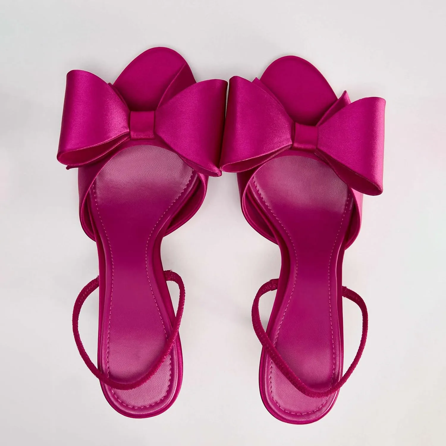 Kluolandi Satin Bow Heels for Women High Heel Sandals Open Toe Slingback Heels with Bow