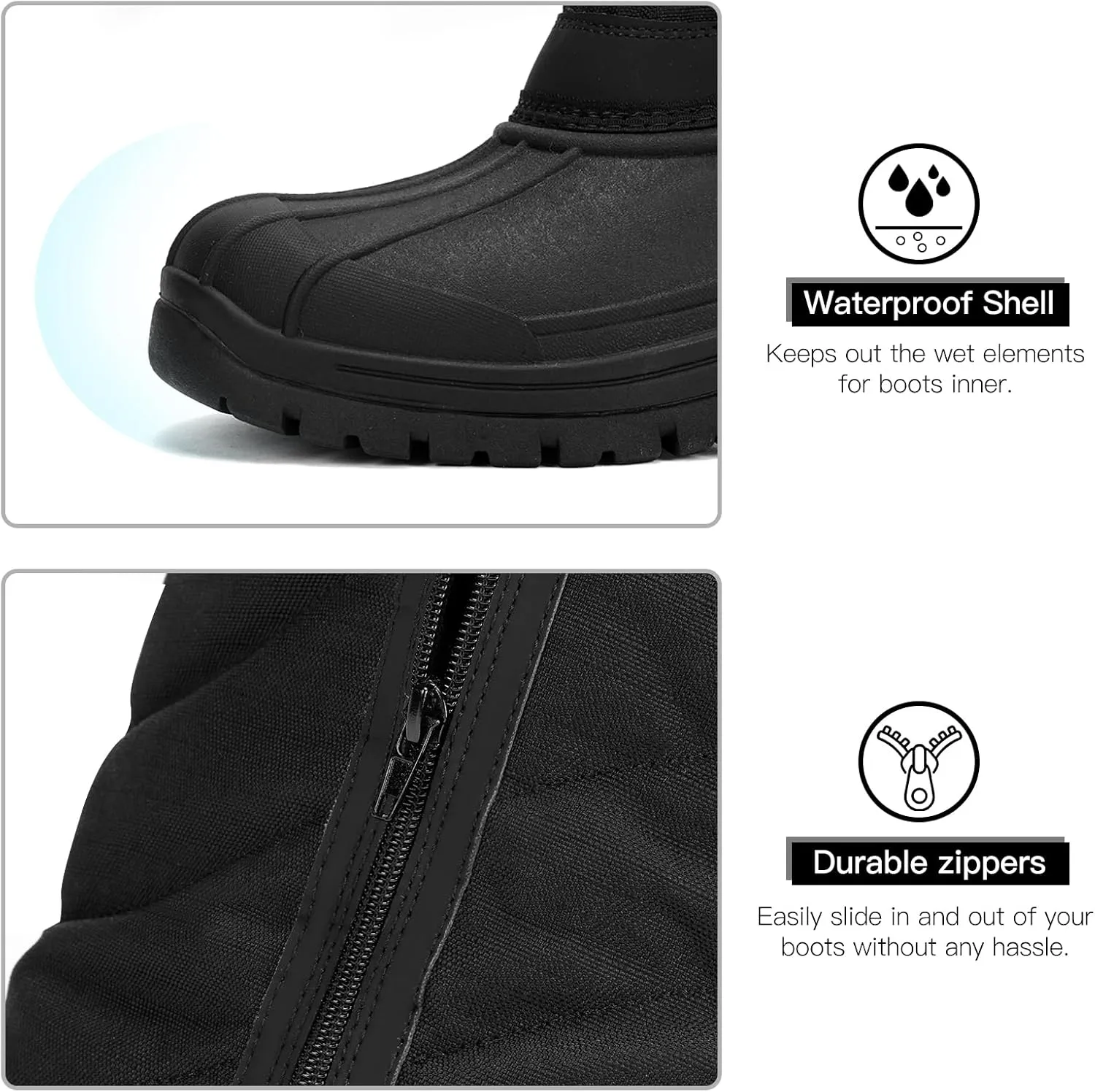 Kricely Men's Snow Boots Waterproof Non-Slip Outdoor Hiking Athletic Warm Fur Boot Comfortable Causual Cold-Weather Boots