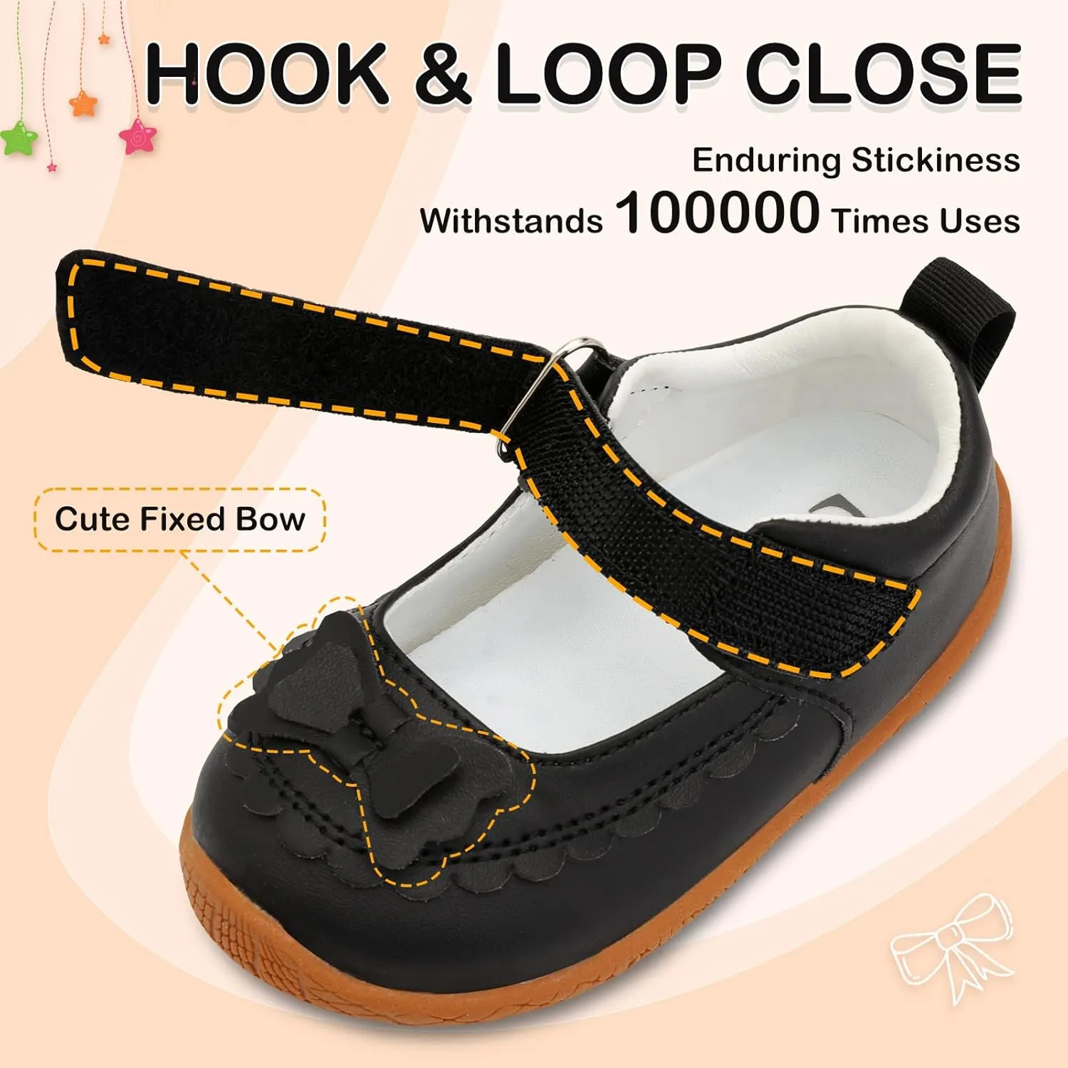 L-RUN Toddler Girl Mary Jane Dress Shoes Little Girls Uniform School Shoes Non-Slip Ballet Flats Flower Girls Shoes for Wedding Party Concert