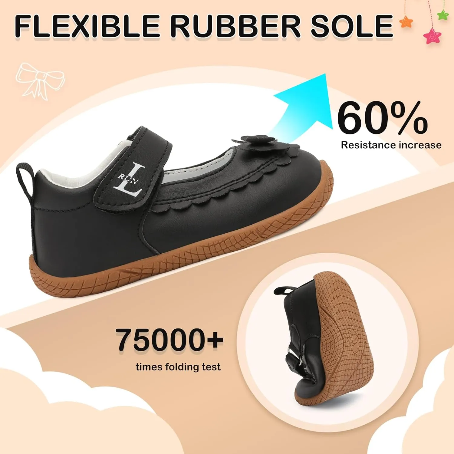 L-RUN Toddler Girl Mary Jane Dress Shoes Little Girls Uniform School Shoes Non-Slip Ballet Flats Flower Girls Shoes for Wedding Party Concert
