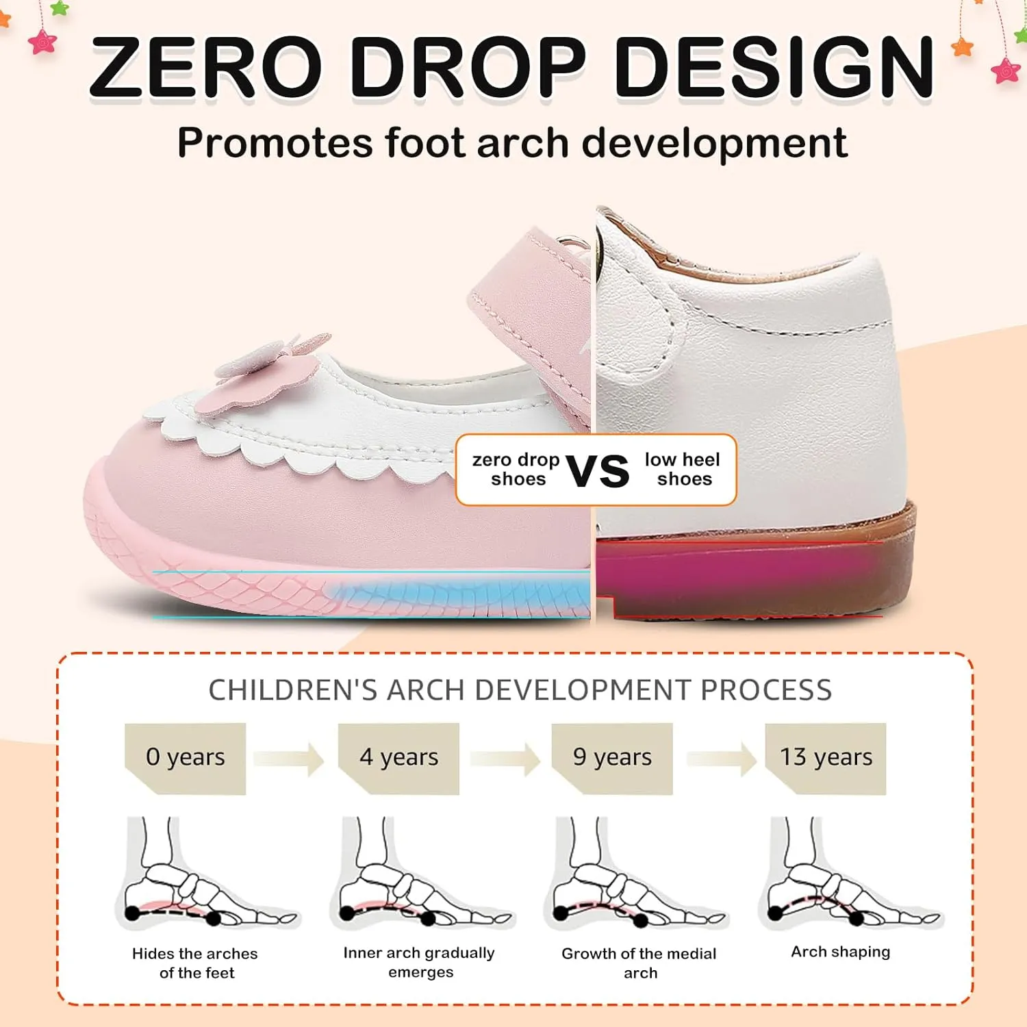 L-RUN Toddler Girl Mary Jane Dress Shoes Little Girls Uniform School Shoes Non-Slip Ballet Flats Flower Girls Shoes for Wedding Party Concert