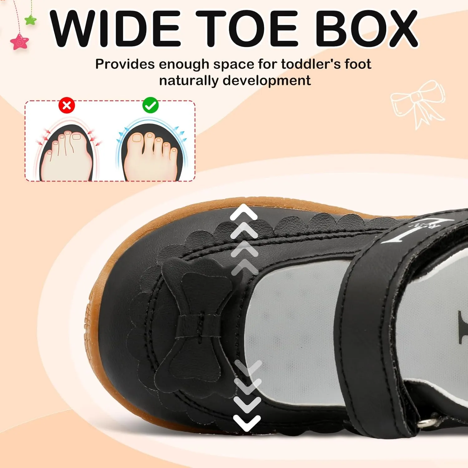 L-RUN Toddler Girl Mary Jane Dress Shoes Little Girls Uniform School Shoes Non-Slip Ballet Flats Flower Girls Shoes for Wedding Party Concert