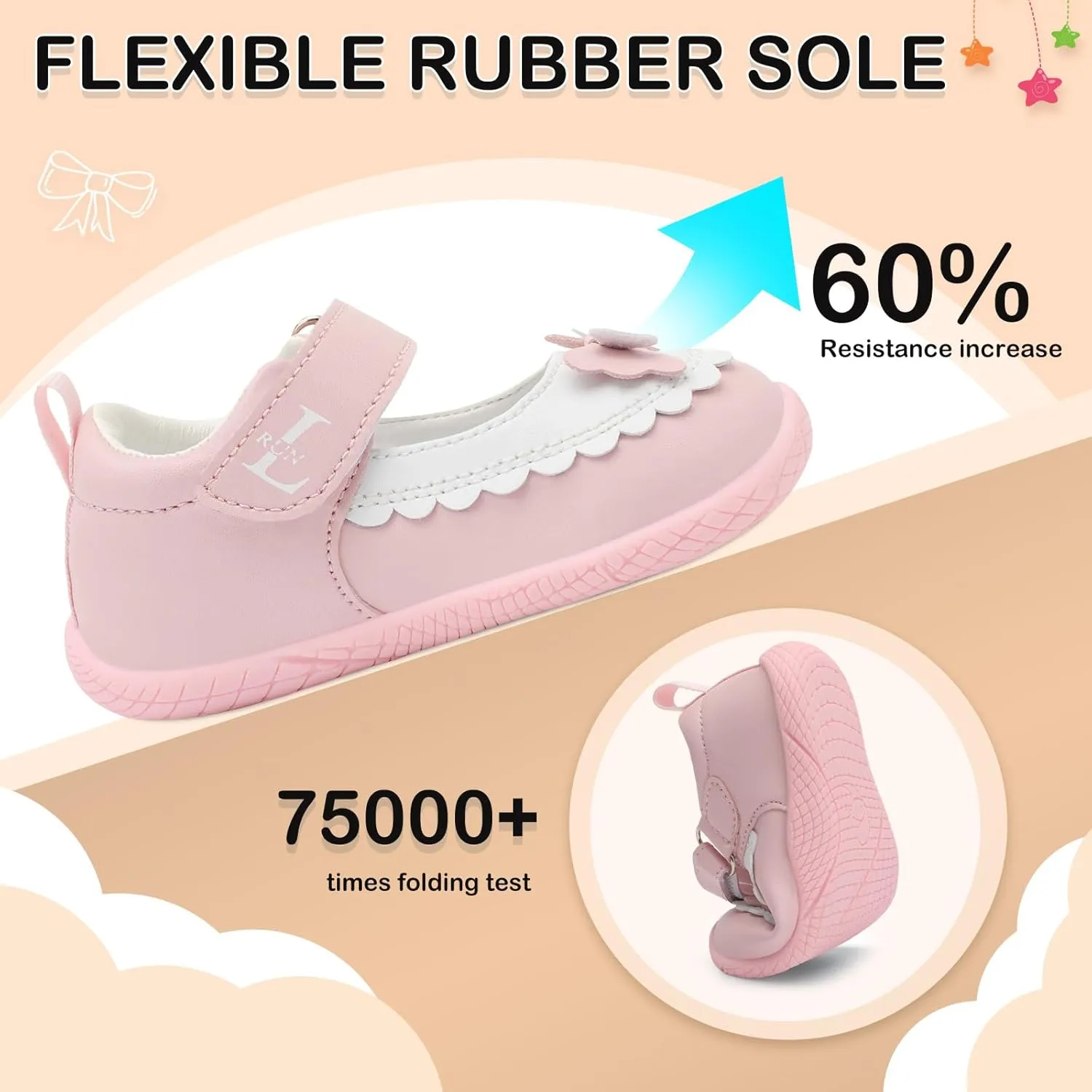 L-RUN Toddler Girl Mary Jane Dress Shoes Little Girls Uniform School Shoes Non-Slip Ballet Flats Flower Girls Shoes for Wedding Party Concert