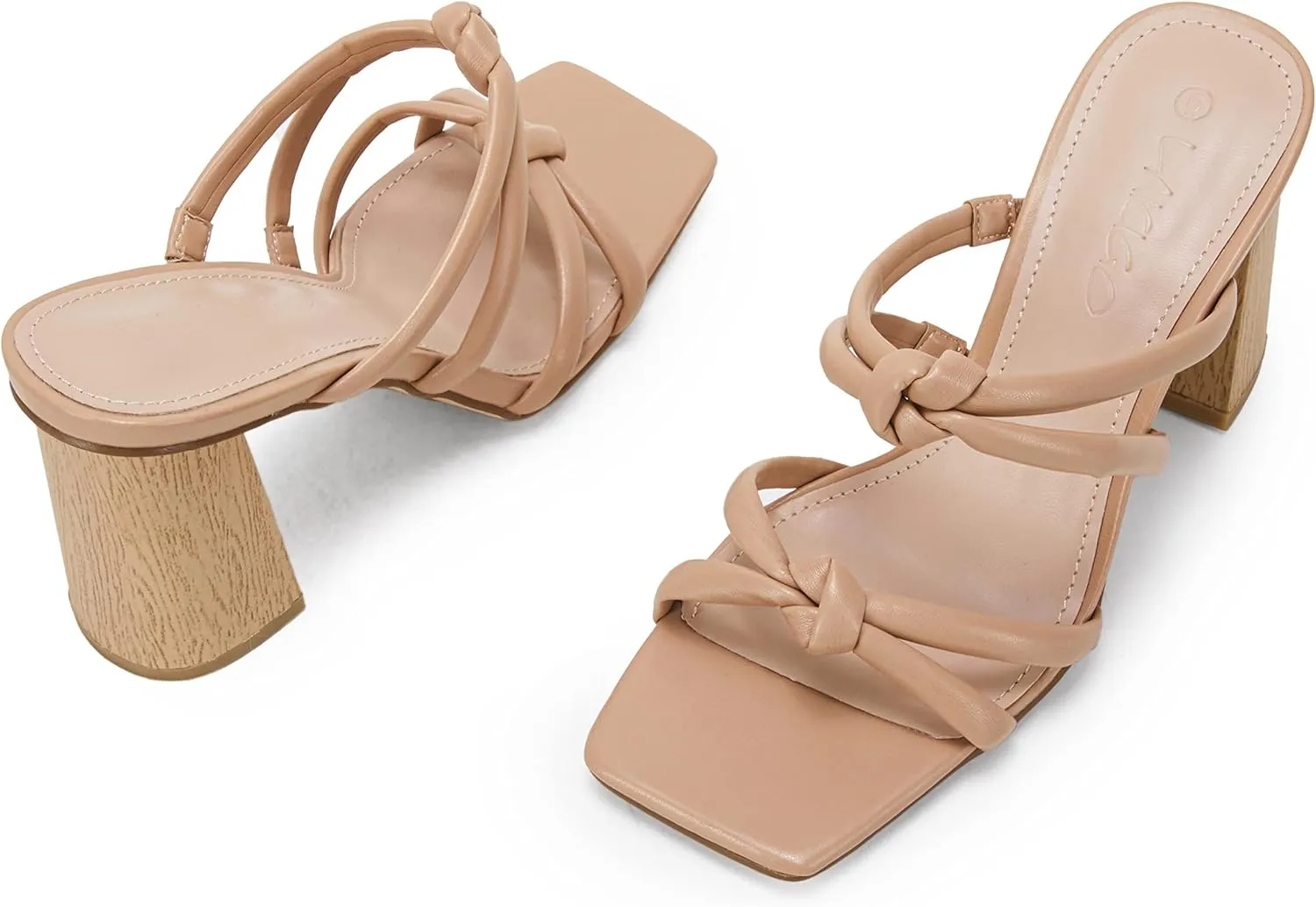 LAICIGO Women's Square Open Toe Heeled Sandals Block Heels Strappy Braided Backless Shoe