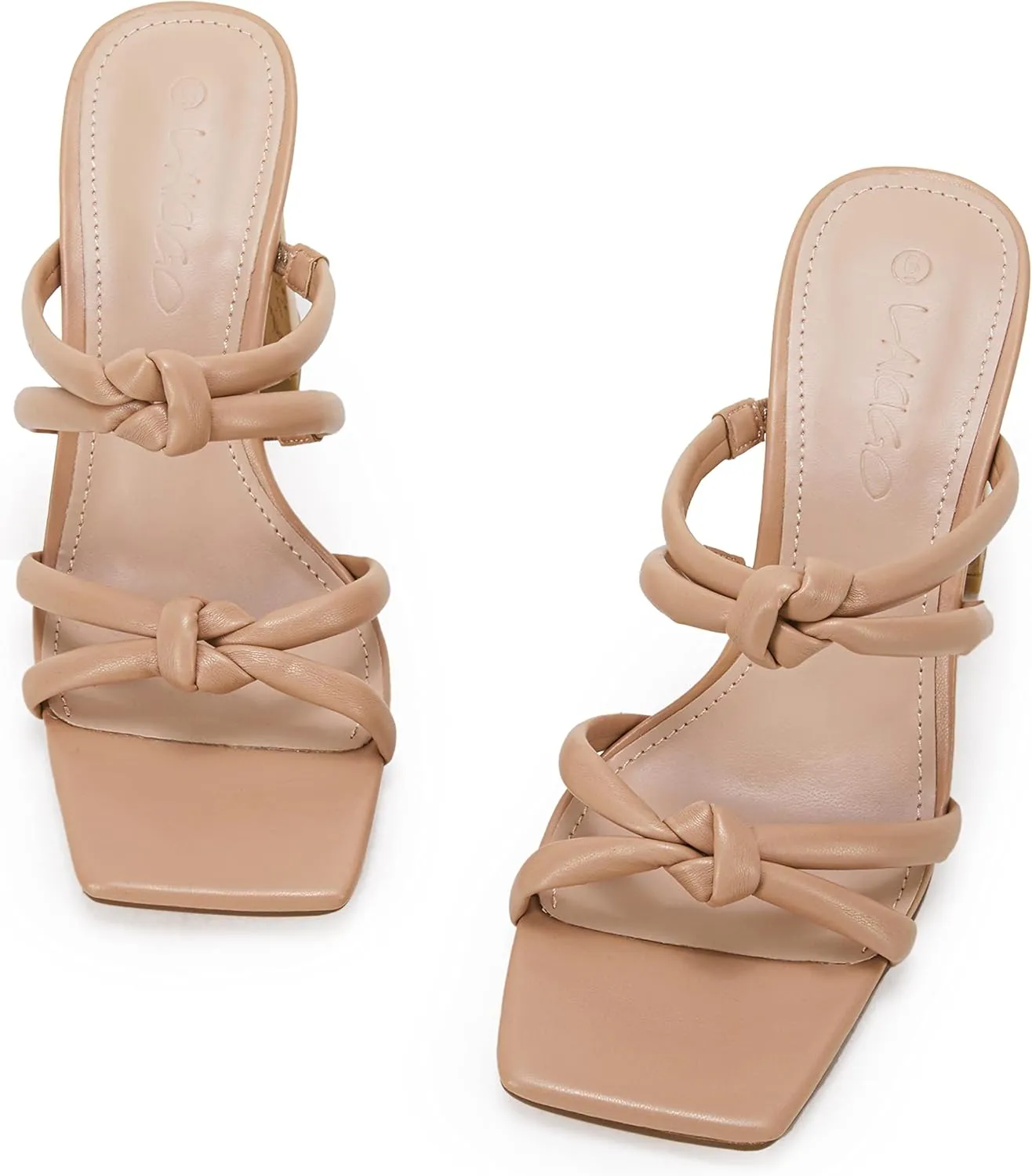 LAICIGO Women's Square Open Toe Heeled Sandals Block Heels Strappy Braided Backless Shoe