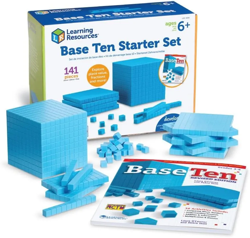 Learning Resources Plastic Base Ten Starter Kit - 141 Pieces, Ages 6  Early Math, Counting, Math Games for Kids, Teacher and Classroom Supplies