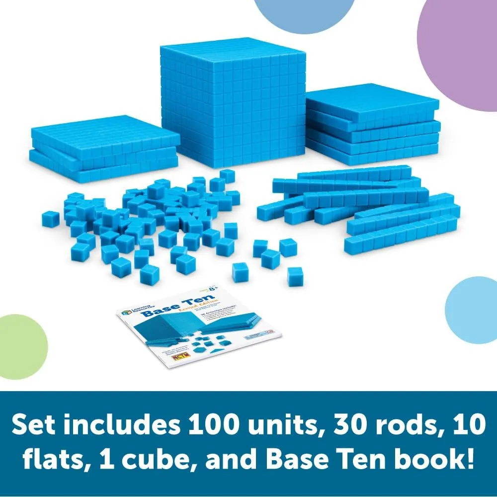 Learning Resources Plastic Base Ten Starter Kit - 141 Pieces, Ages 6  Early Math, Counting, Math Games for Kids, Teacher and Classroom Supplies