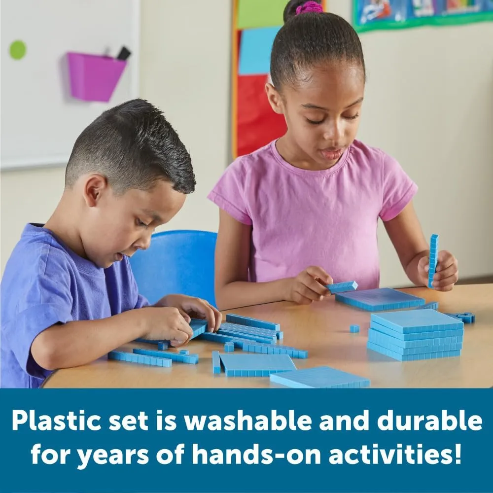 Learning Resources Plastic Base Ten Starter Kit - 141 Pieces, Ages 6  Early Math, Counting, Math Games for Kids, Teacher and Classroom Supplies