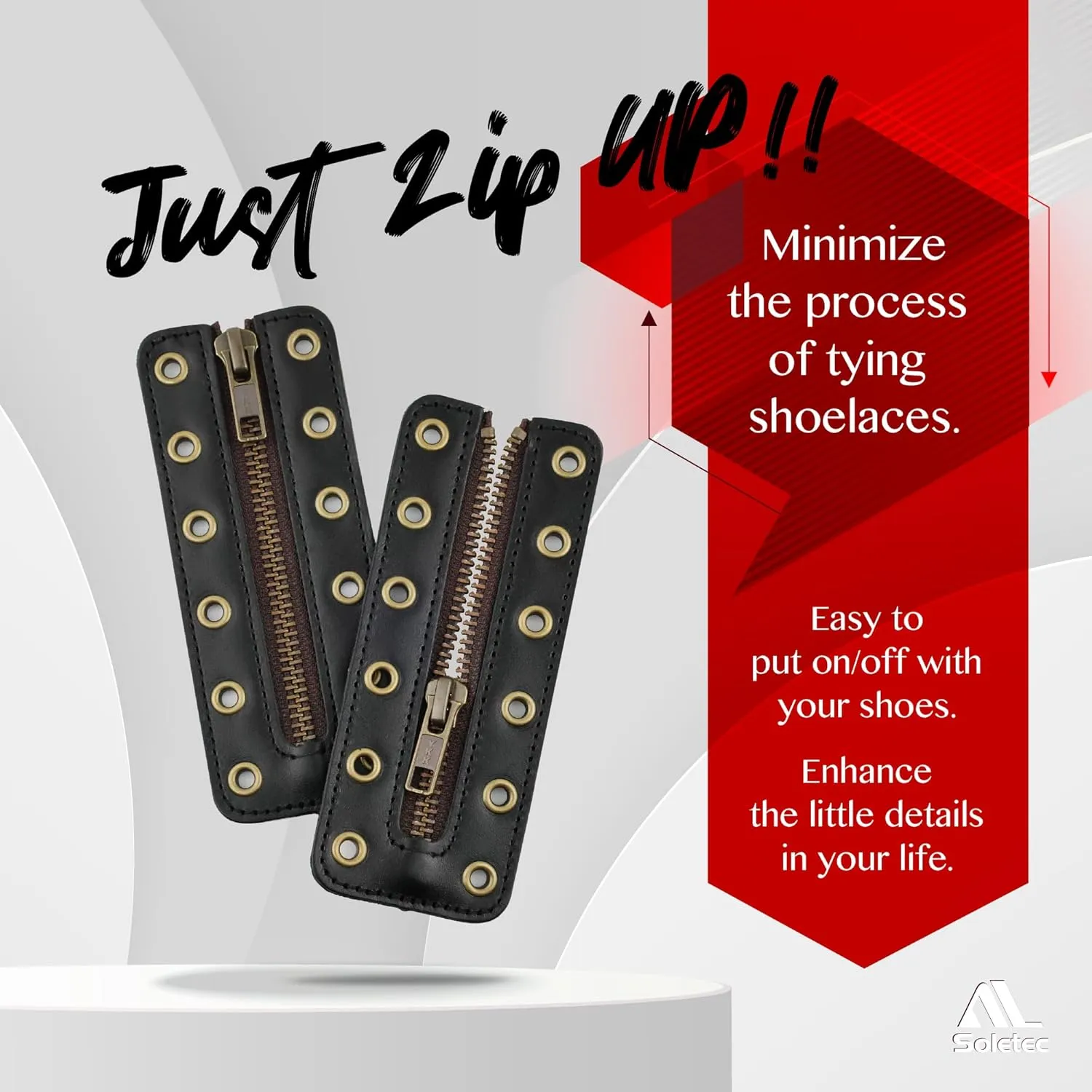 Leather Lace-in Boot Zipper Inserts for All Brands, Tieless Shoe Laces