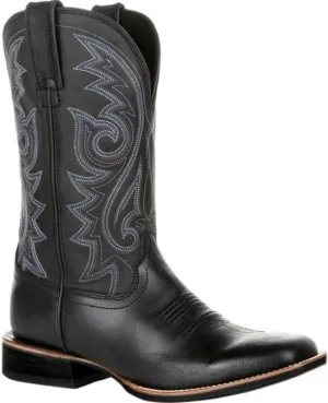 LISHAN Men's Western Cowboy Boots Embroidered Flats Mid Calf Boots