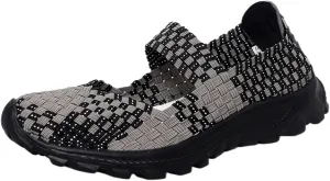 LLTMALL Women's Woven Mary Jane Flats - Stretch Elastic Slip-On Loafers | Breathable Comfort Sneakers for Walking & Casual Wear