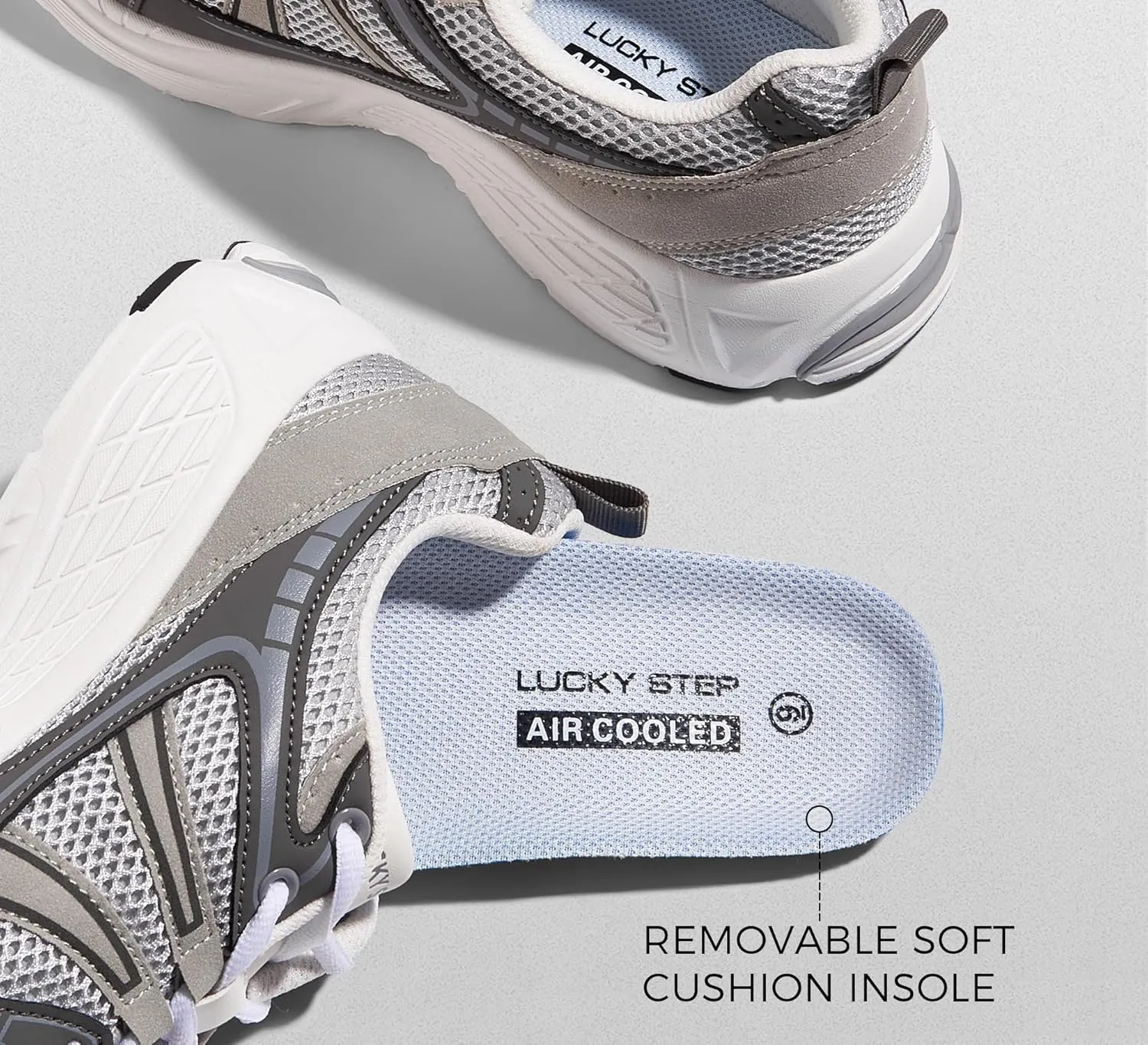 LUCKY STEP Men's Mesh Breathable Fashion Sneakers Non Slip Comfortable Running Shoes Lightweight Casual Workout Tennis Shoes