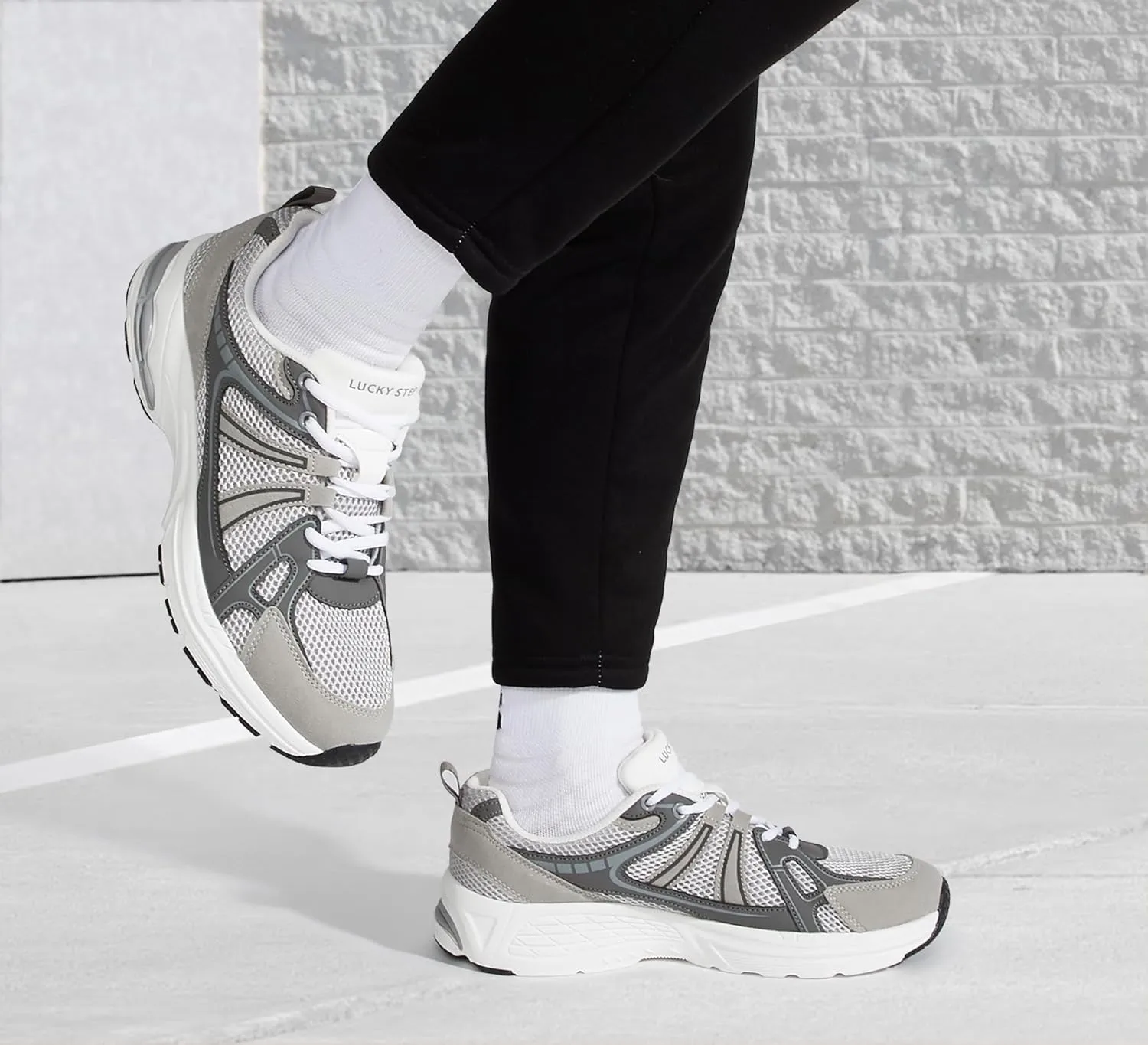 LUCKY STEP Men's Mesh Breathable Fashion Sneakers Non Slip Comfortable Running Shoes Lightweight Casual Workout Tennis Shoes