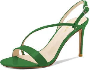 Lutalica W Women's Sexy Patent Leather Open Toe Single Strap Stiletto High Heel Slingback Dress Sandals For Party Evening Wedding